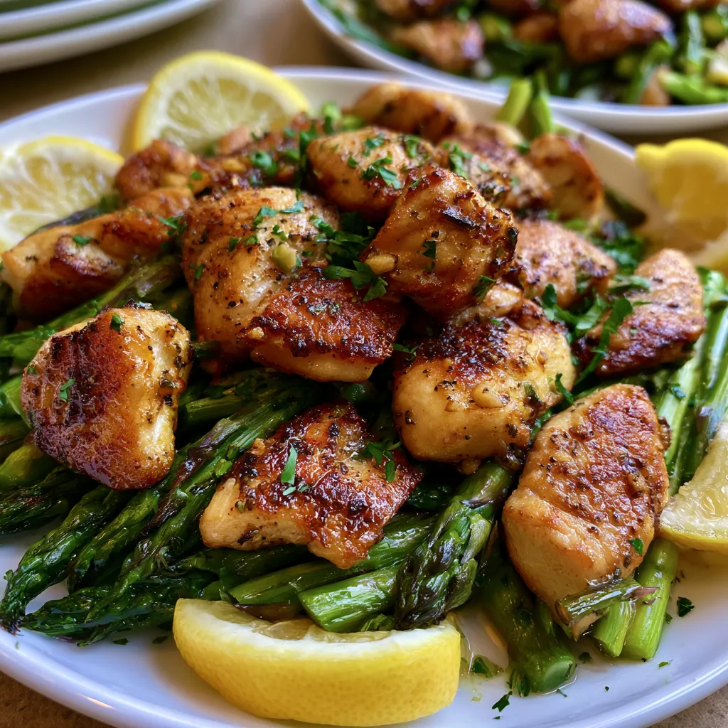 garlic butter chicken bites asparagus