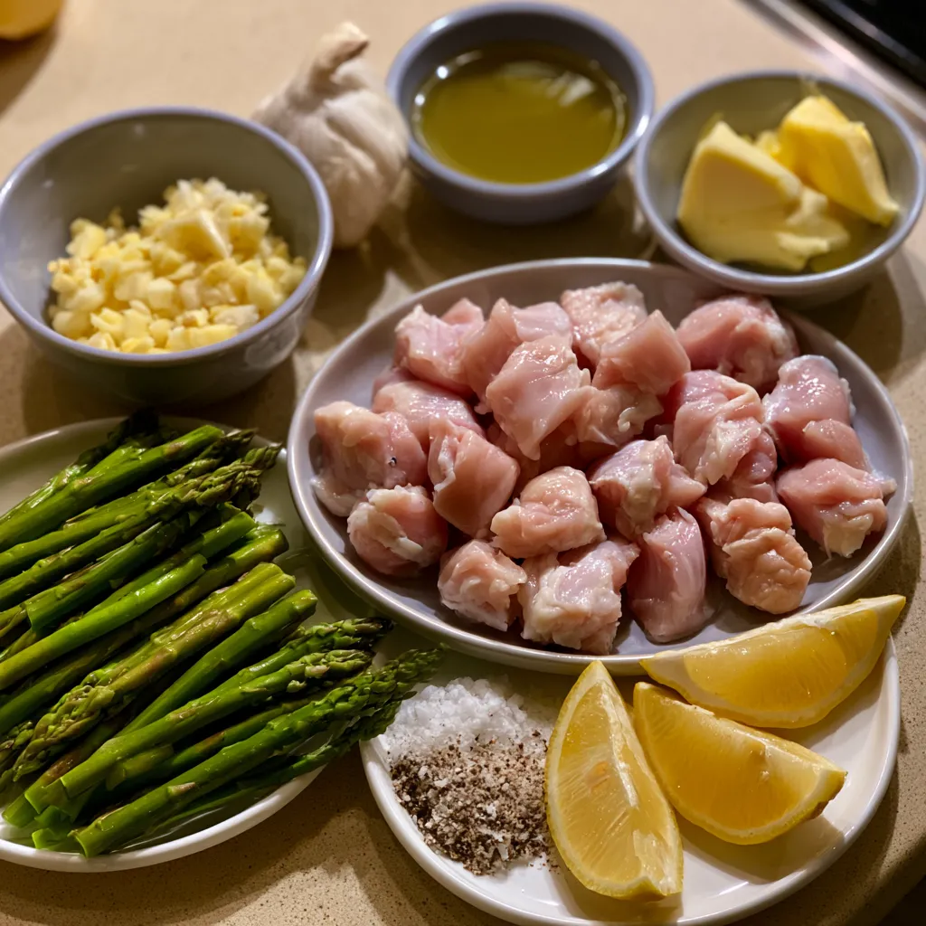 garlic butter chicken bites asparagus