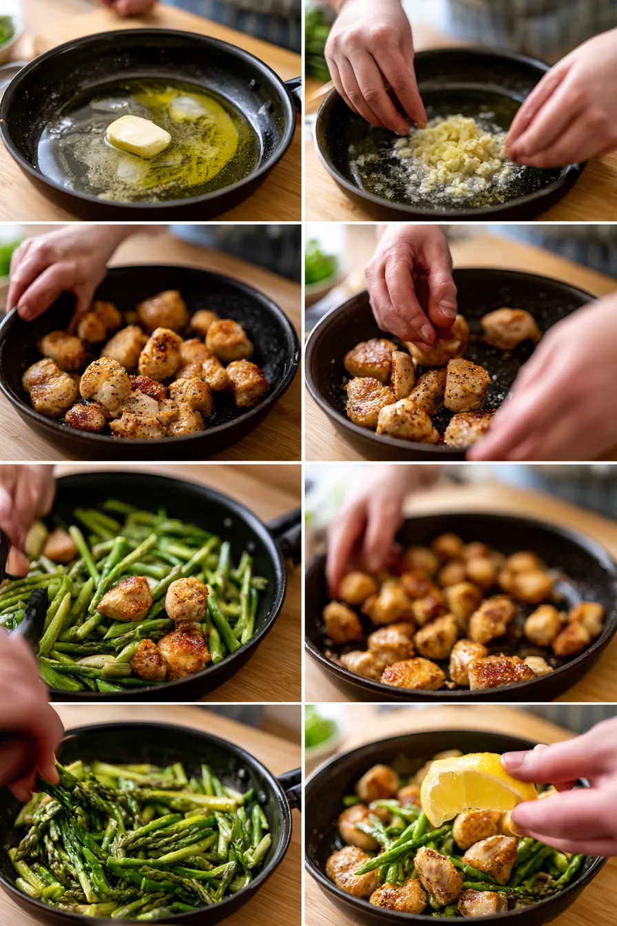 garlic butter chicken bites asparagus