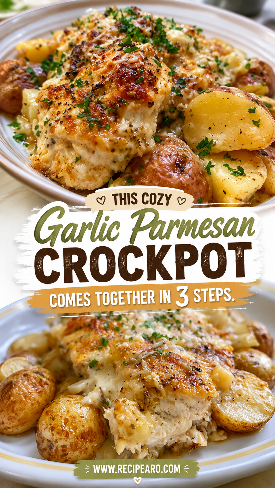 garlic parmesan crockpot chicken and potatoes