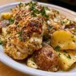 garlic parmesan crockpot chicken and potatoes
