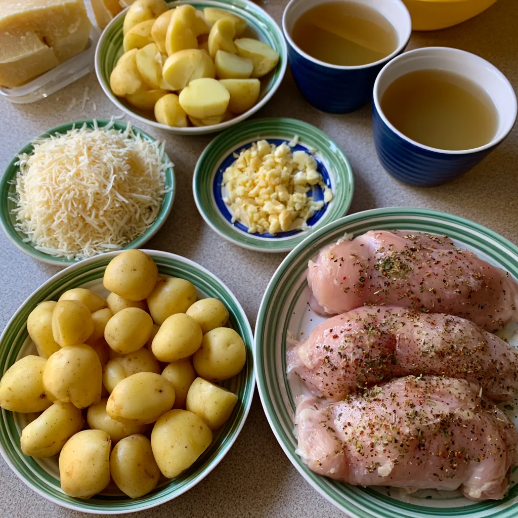 garlic parmesan crockpot chicken and potatoes