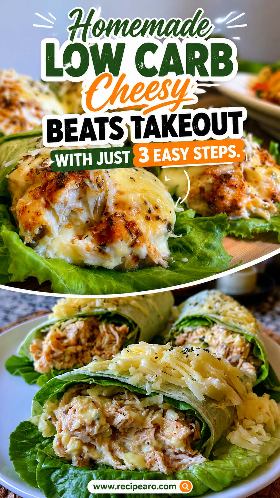 low carb cheesy garlic chicken wraps