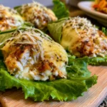 low carb cheesy garlic chicken wraps