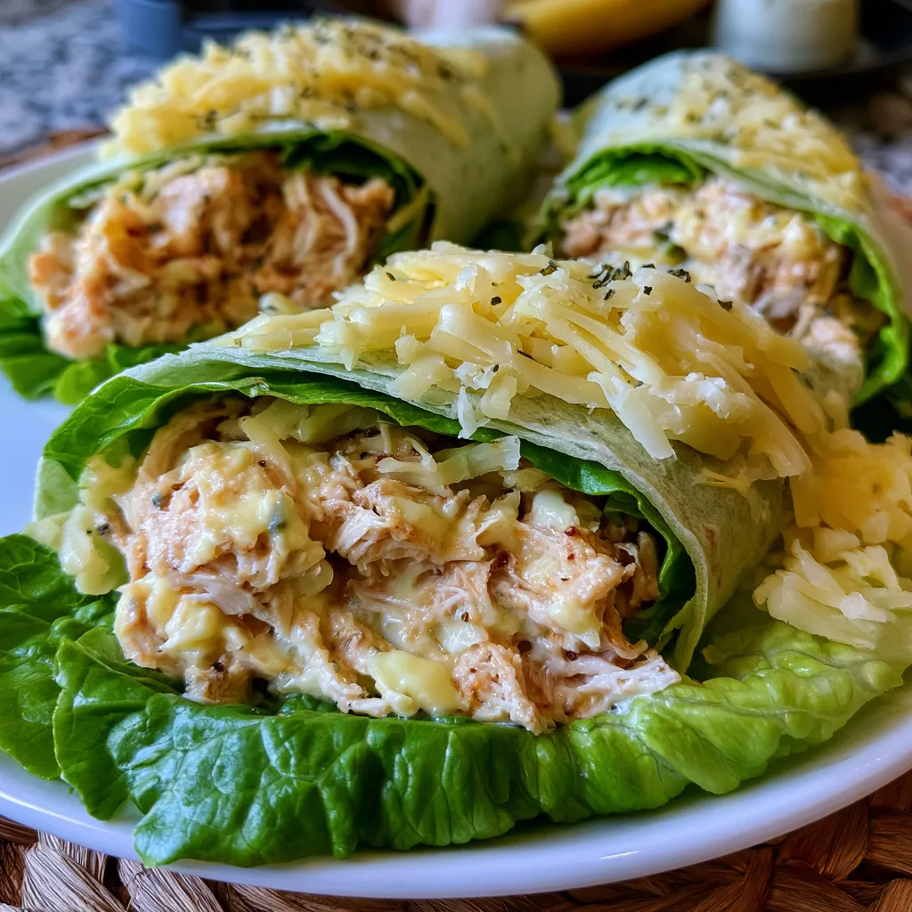 low carb cheesy garlic chicken wraps