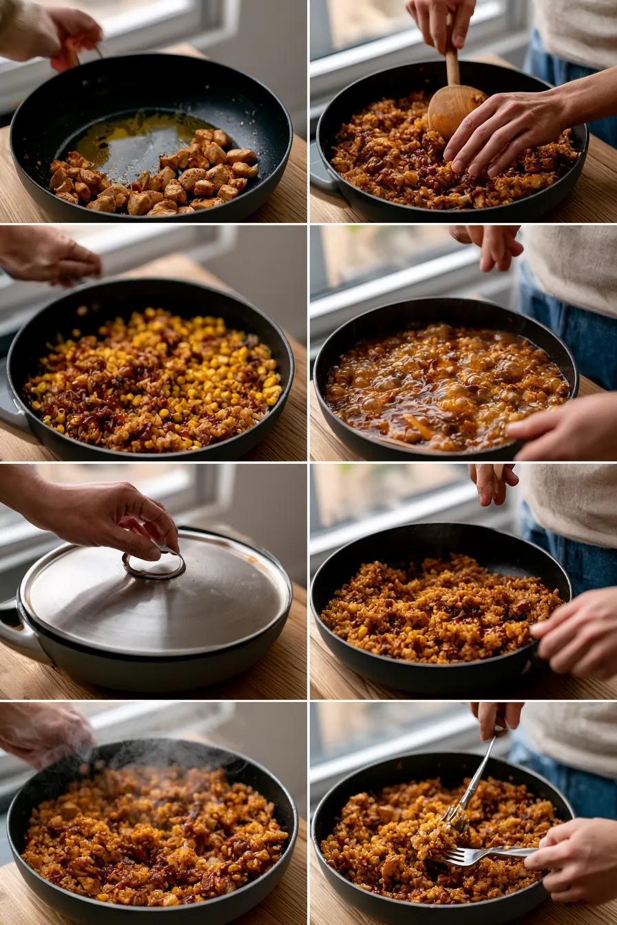 one pan bold honey bbq chicken rice