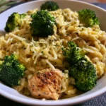 one-pot cheesy chicken and broccoli orzo