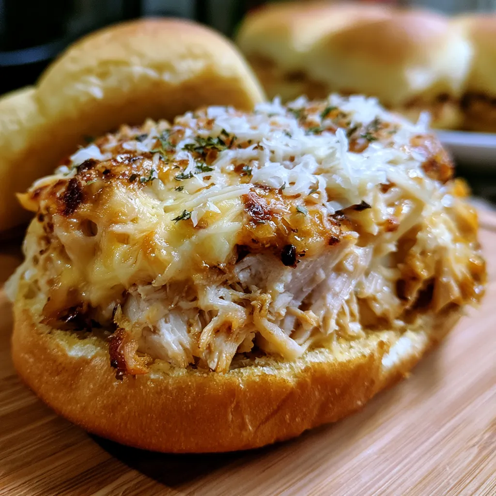 slow cooker parmesan garlic chicken sandwich