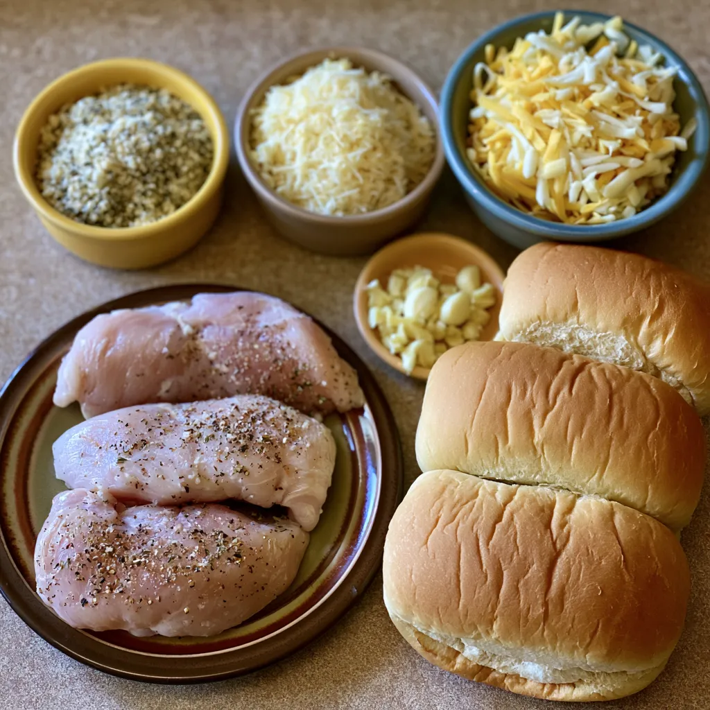 slow cooker parmesan garlic chicken sandwich