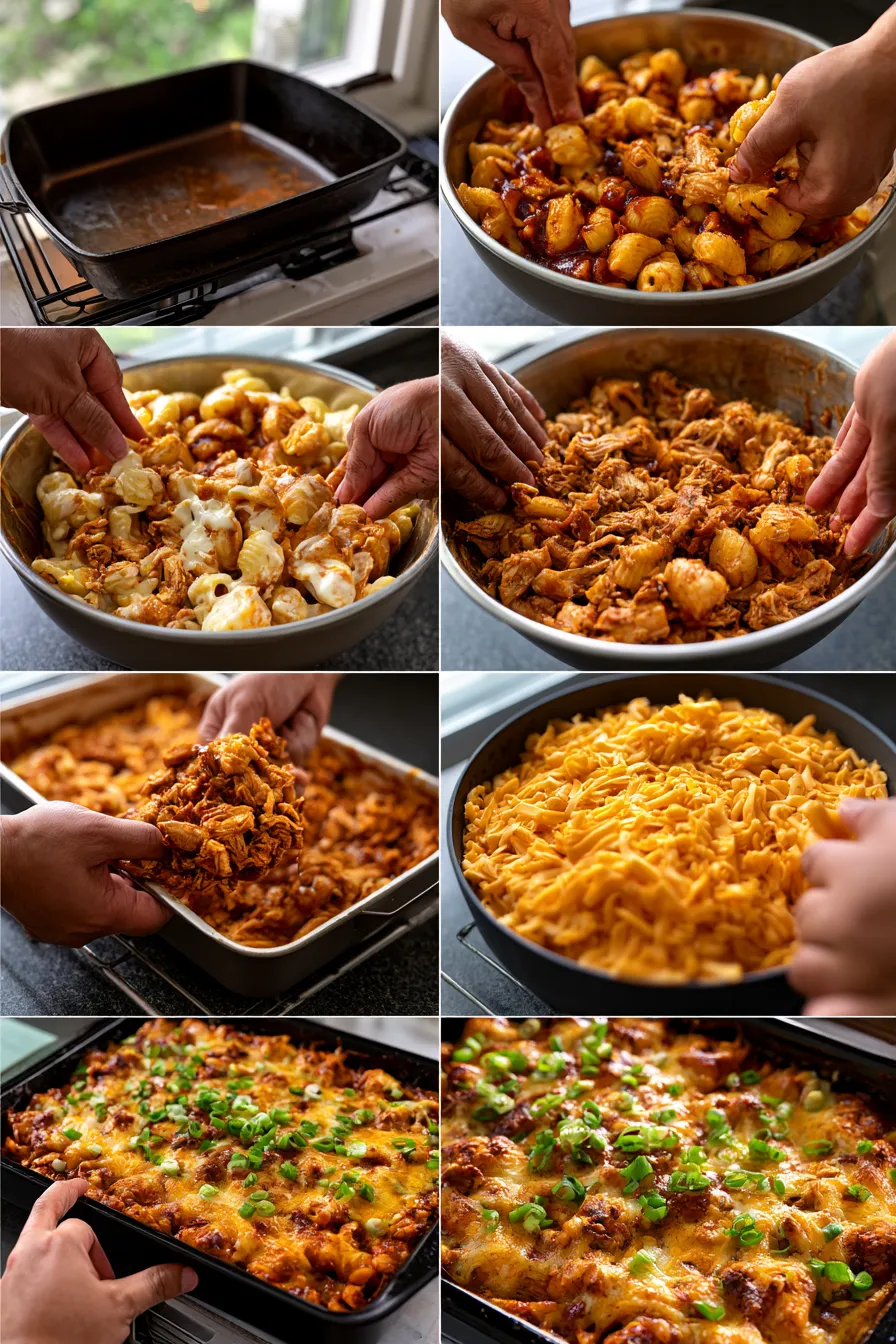 smoky bbq chicken & cheddar pasta bake