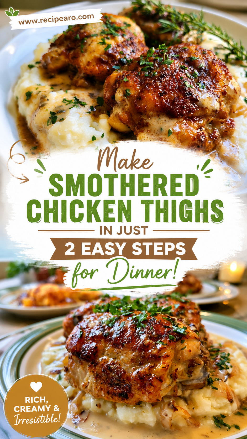 smothered chicken thighs with creamy gravy