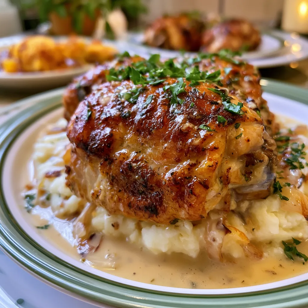 smothered chicken thighs with creamy gravy