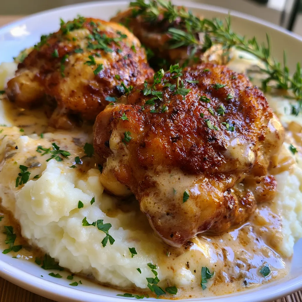 smothered chicken thighs with creamy gravy