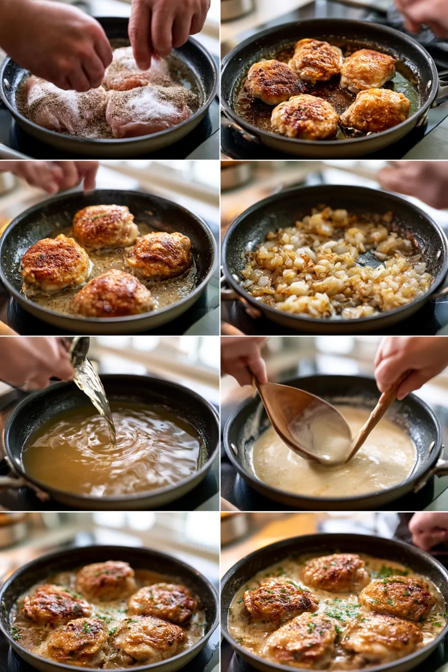 smothered chicken thighs with creamy gravy